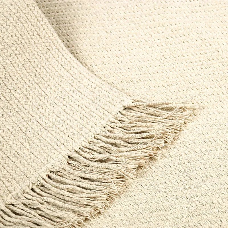 Fringed Ribbed Wool Area Rug