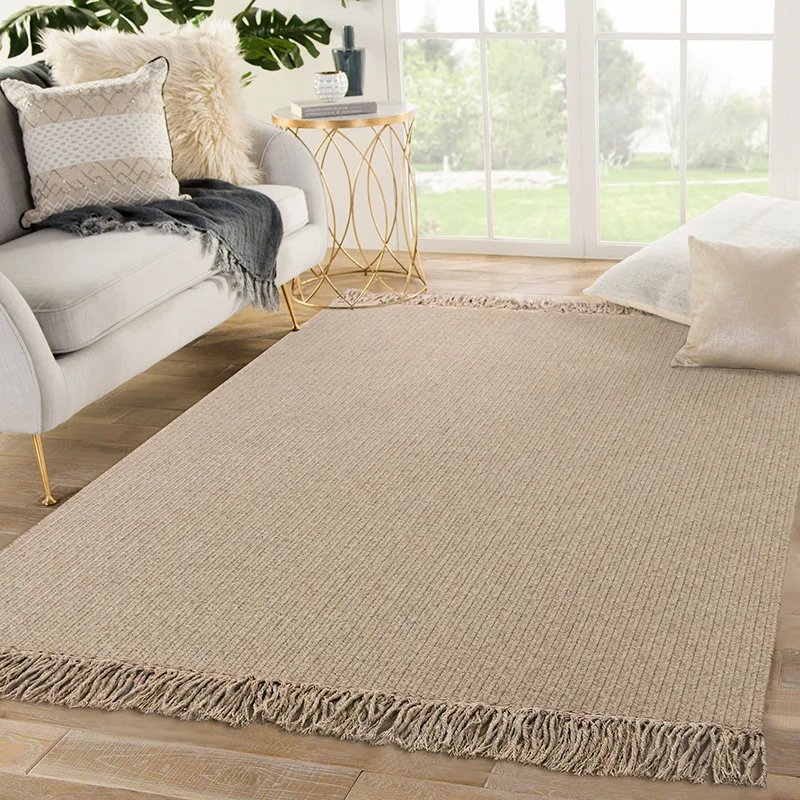 Fringed Ribbed Wool Area Rug - Image 5